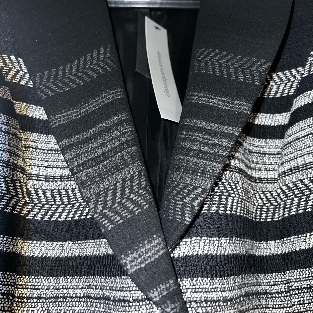 NWT Classiques Entier Women’s Sz L Black White Coat Jacket Blazer Long Sleeve - Picture 3 of 10